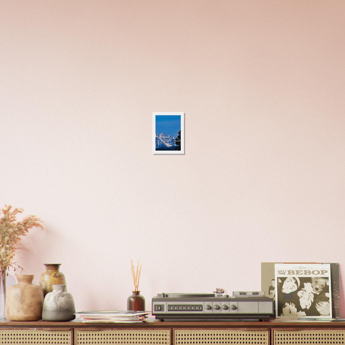 Mountain With Blue Sky - Wooden Framed Poster