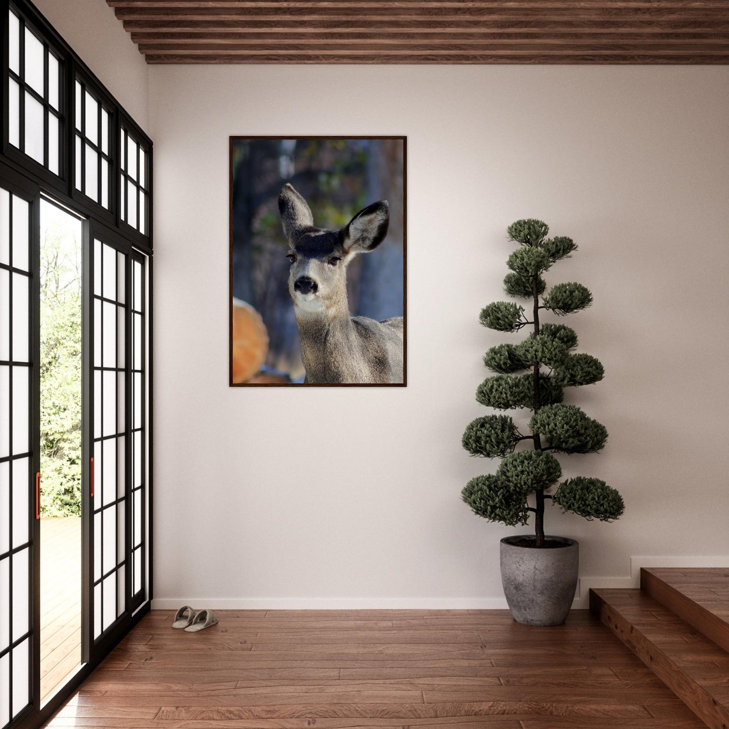 Deer - Wooden Framed Poster