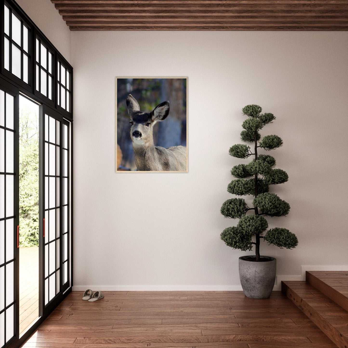 Deer - Wooden Framed Poster