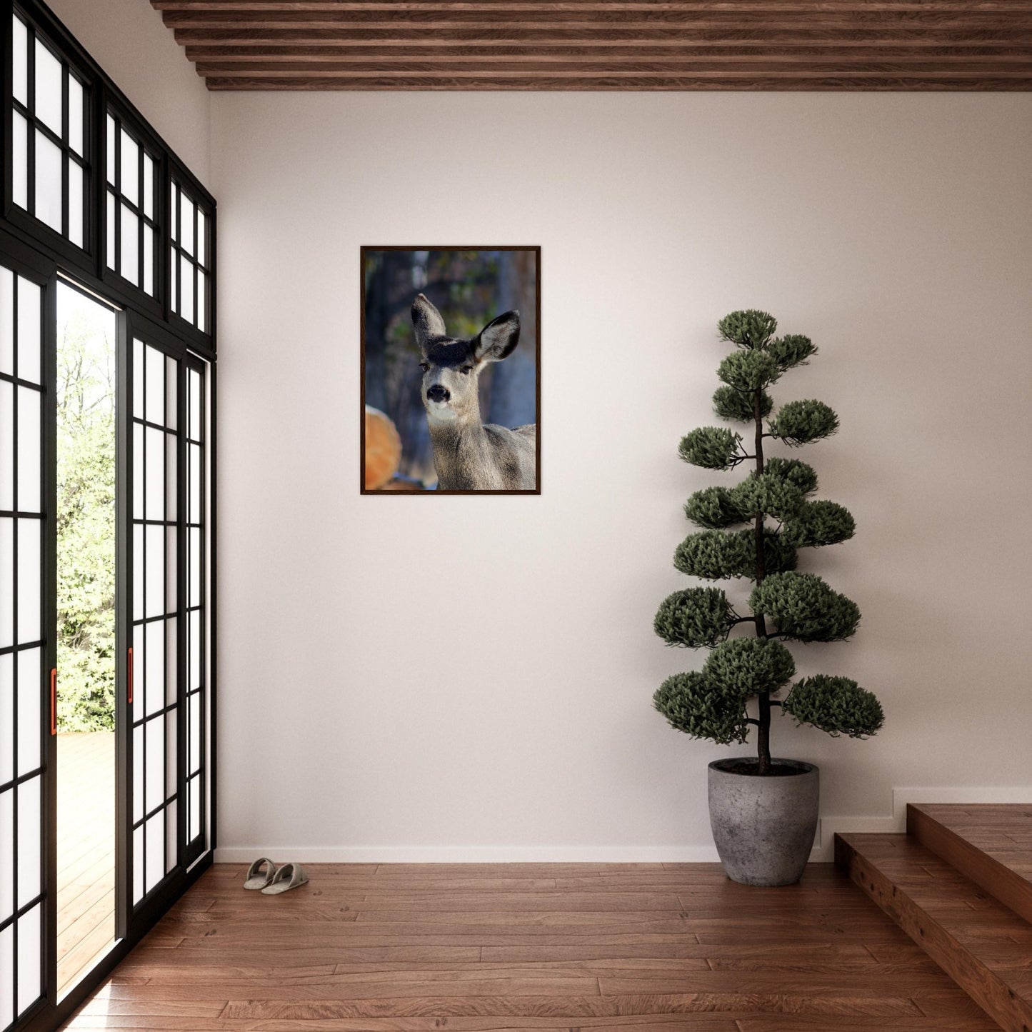 Deer - Wooden Framed Poster