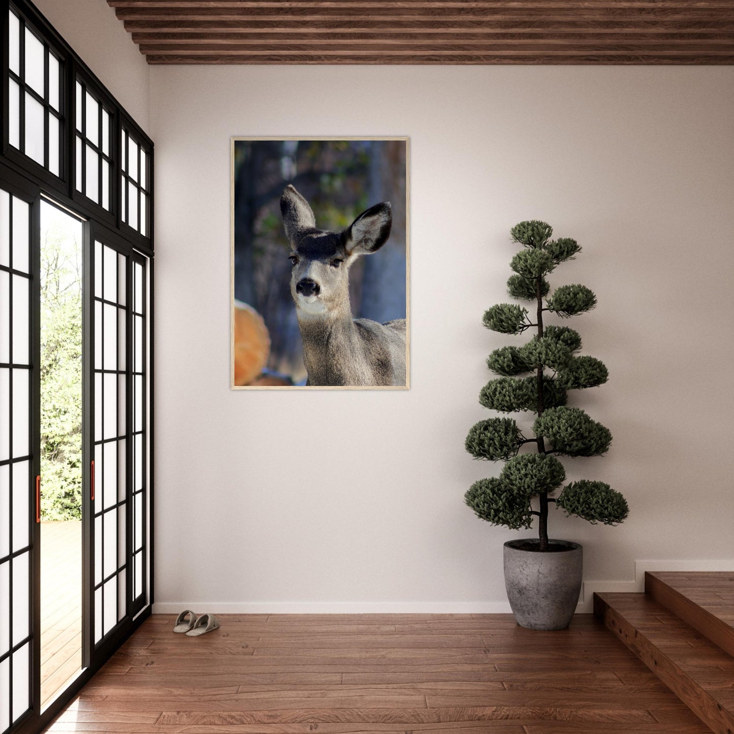 Deer - Wooden Framed Poster