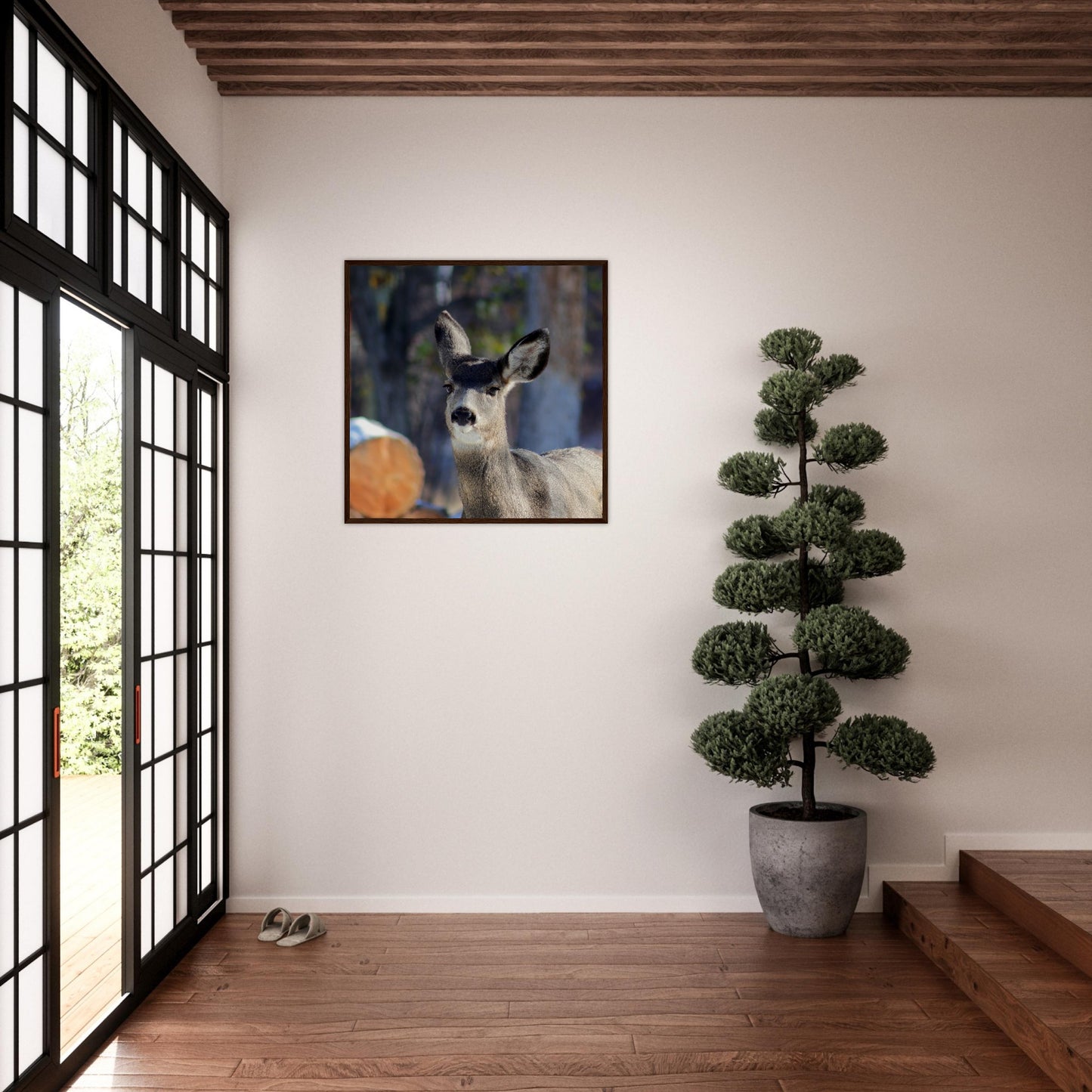 Deer - Wooden Framed Poster