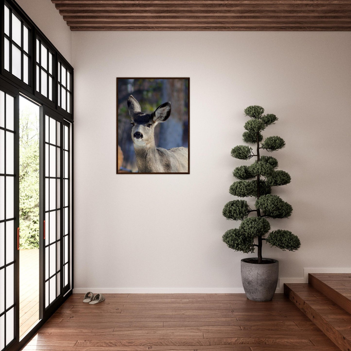 Deer - Wooden Framed Poster