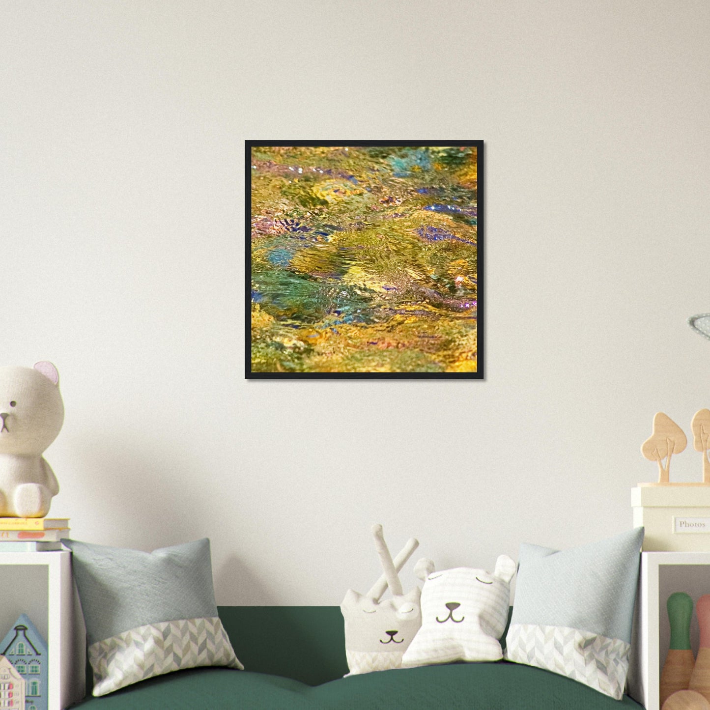 Rocks In Mountain Stream - Wooden Framed Poster