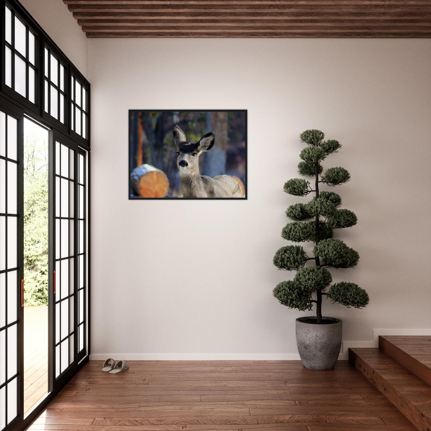 Deer - Wooden Framed Poster