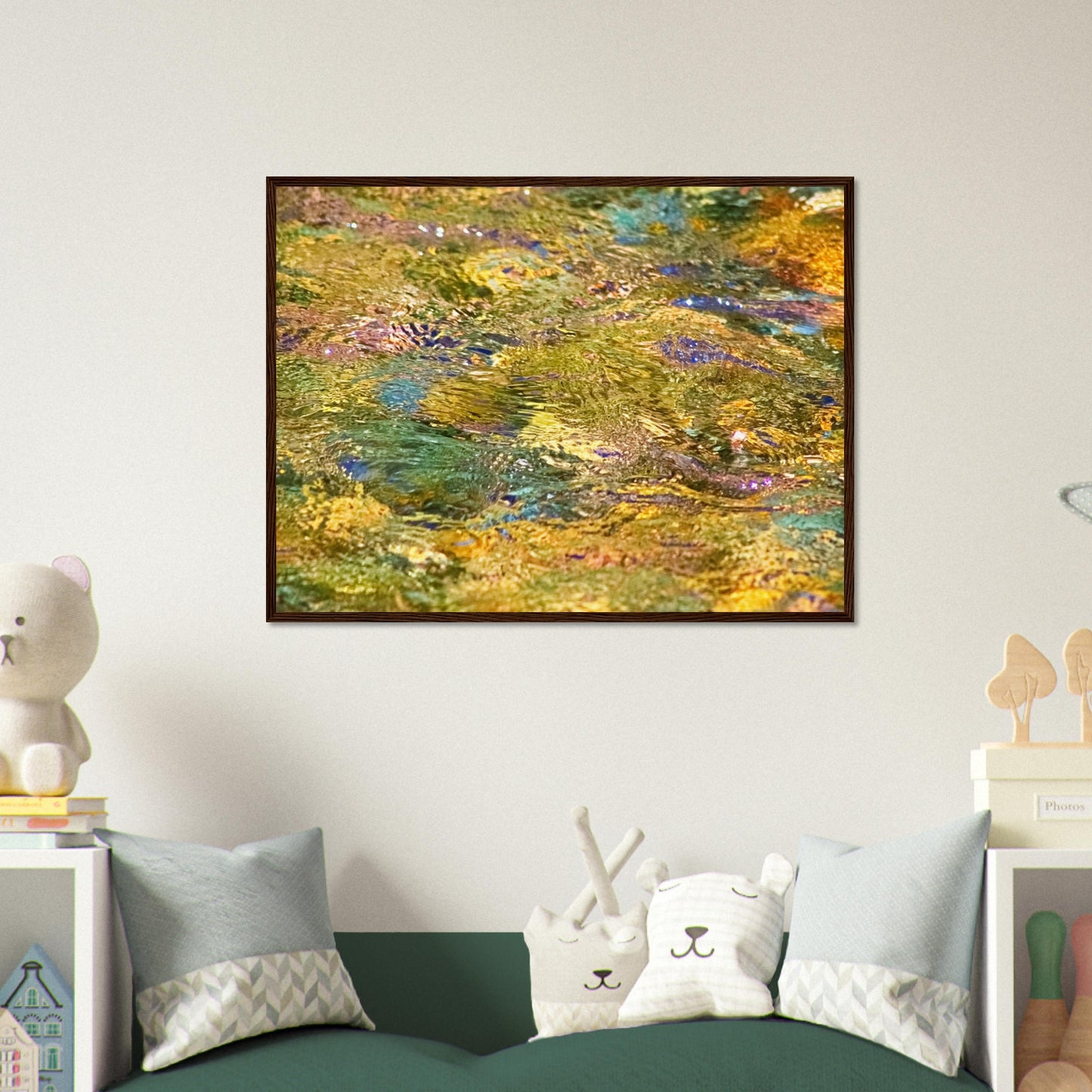 Rocks In Mountain Stream - Wooden Framed Poster