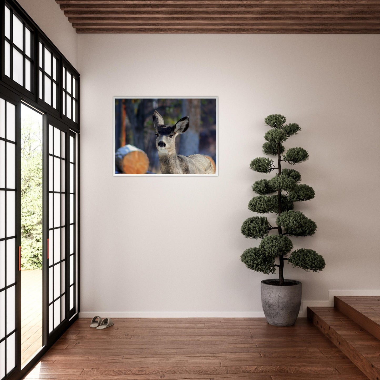 Deer - Wooden Framed Poster