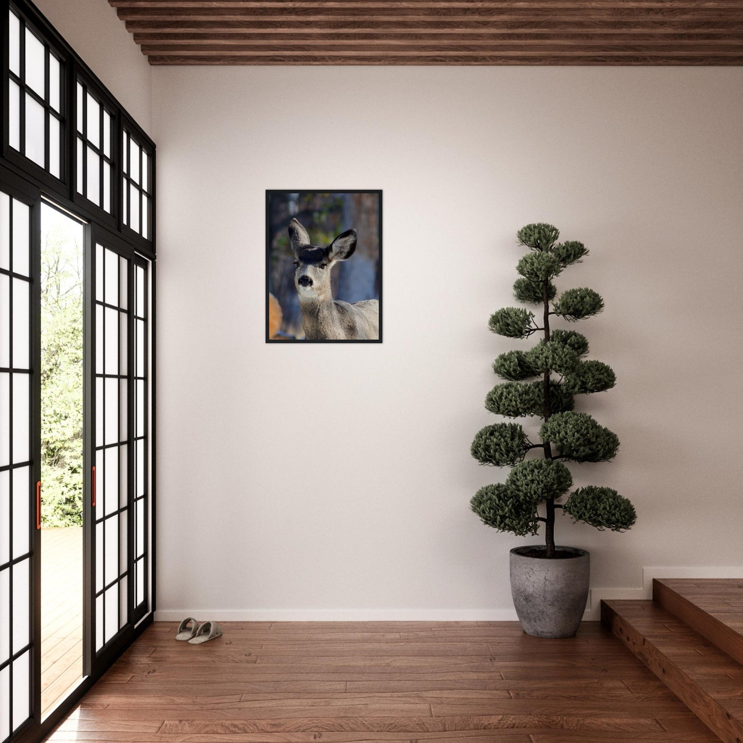 Deer - Wooden Framed Poster