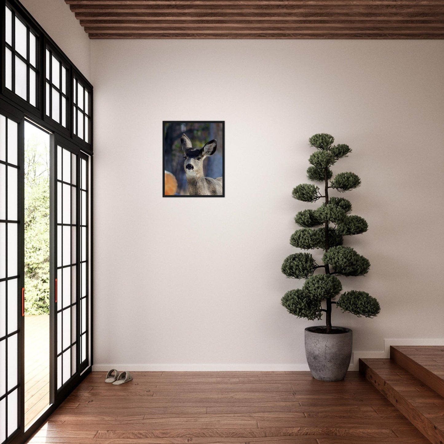 Deer - Wooden Framed Poster