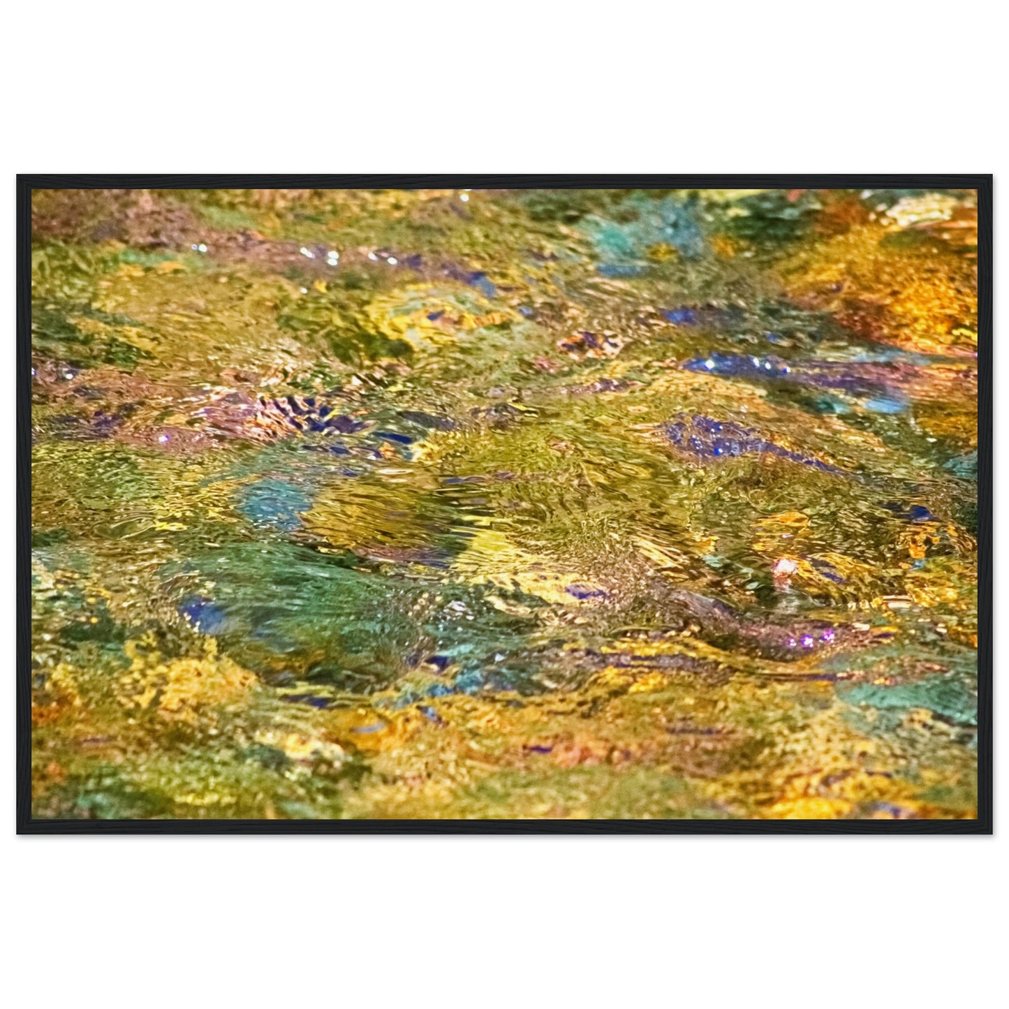 Rocks In Mountain Stream - Wooden Framed Poster