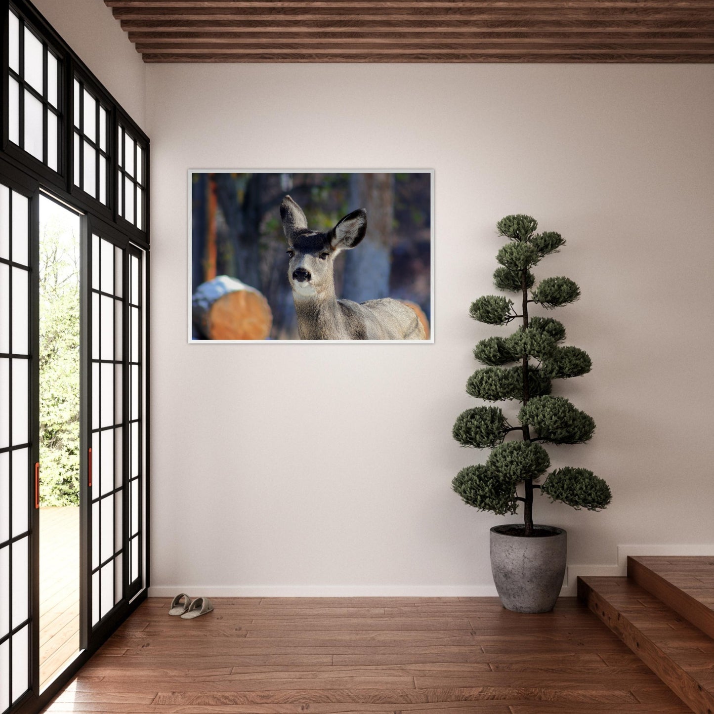 Deer - Wooden Framed Poster