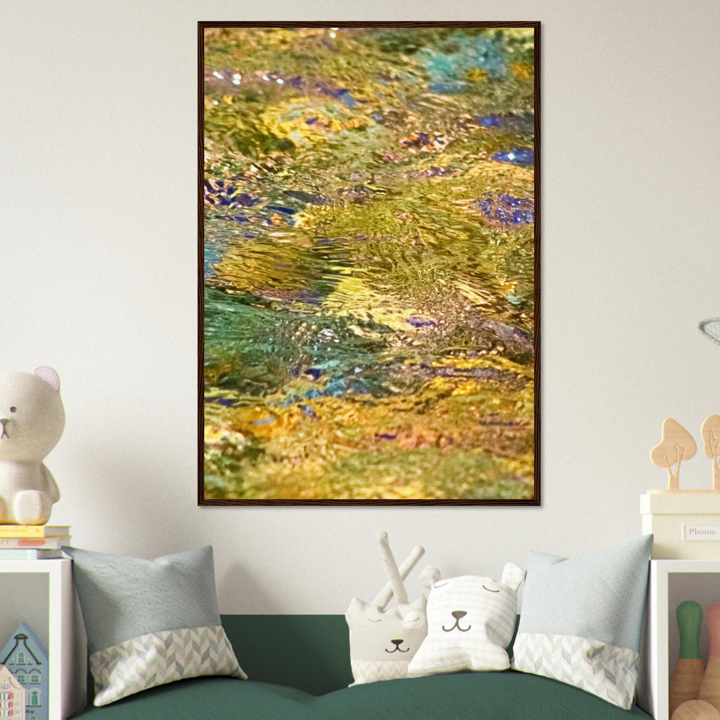 Rocks In Mountain Stream - Wooden Framed Poster