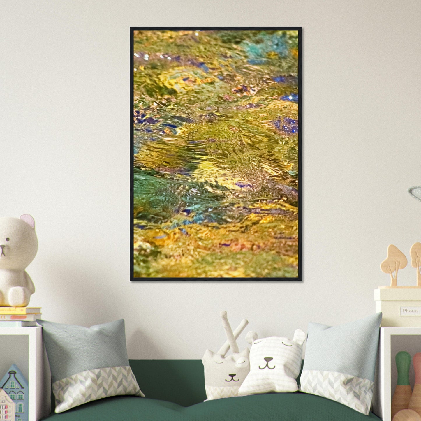 Rocks In Mountain Stream - Wooden Framed Poster