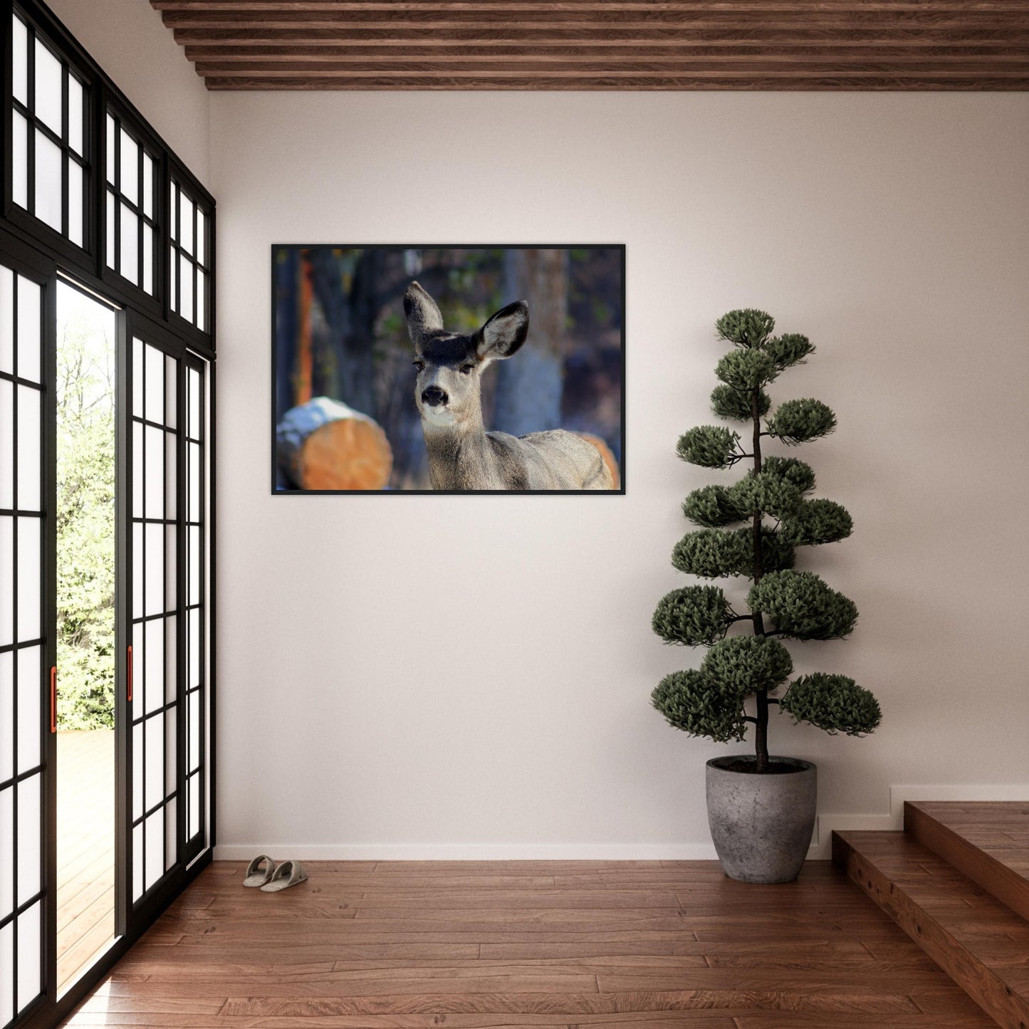 Deer - Wooden Framed Poster