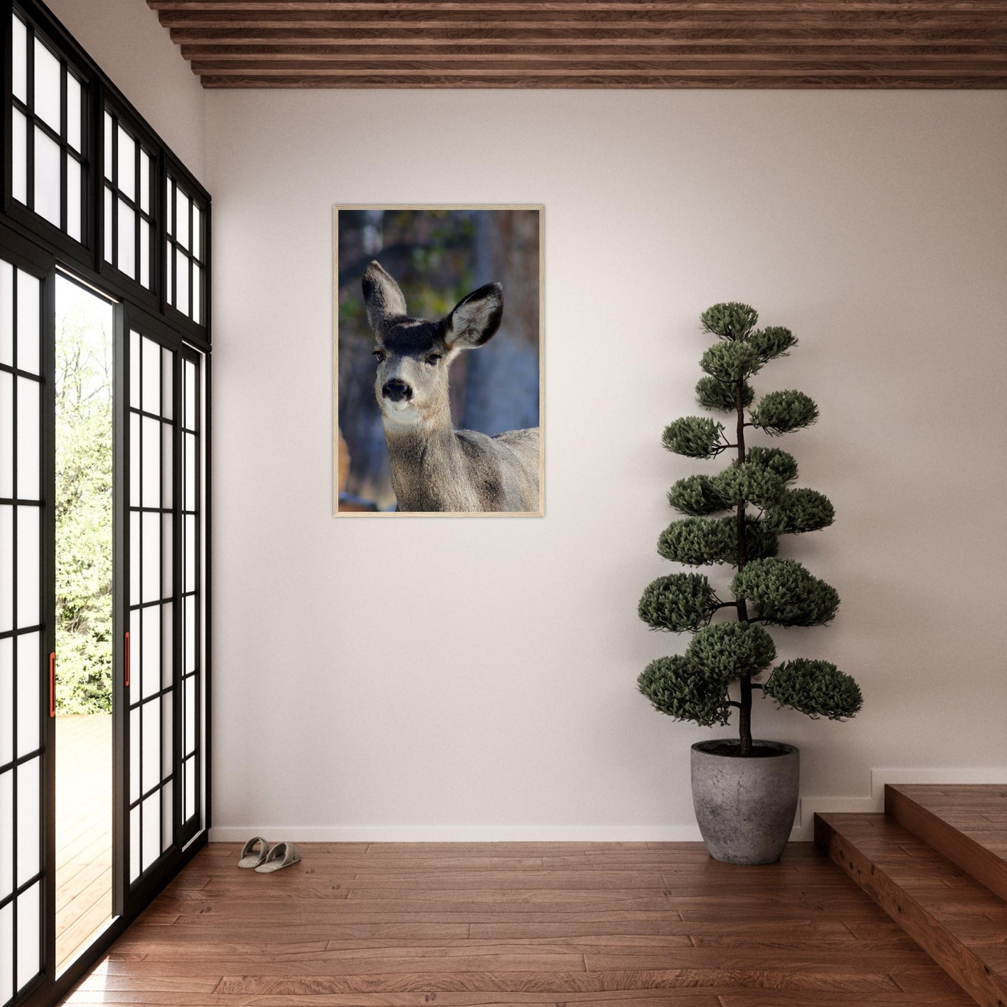 Deer - Wooden Framed Poster