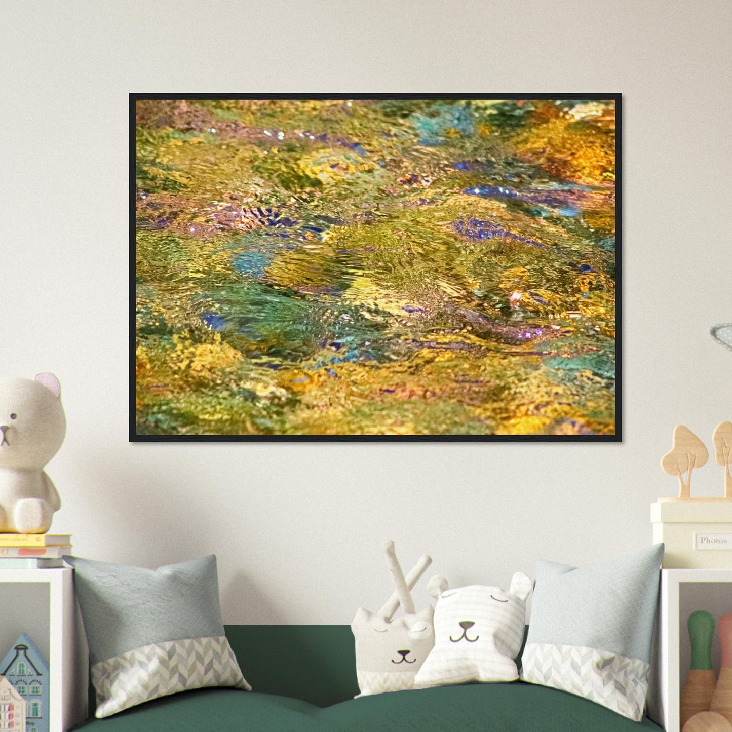 Rocks In Mountain Stream - Wooden Framed Poster